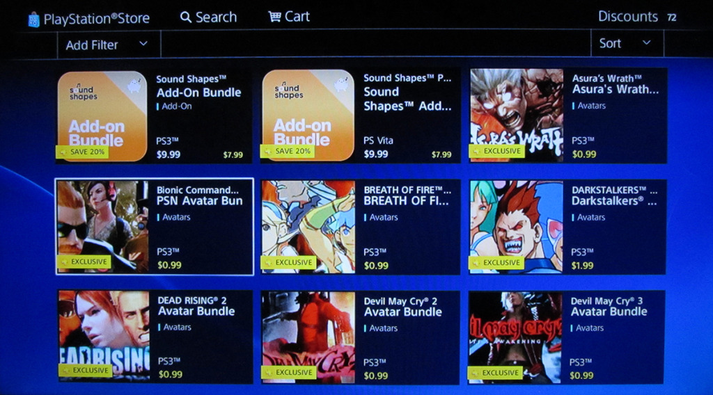 Playstation plus is filled with useless avatars.
